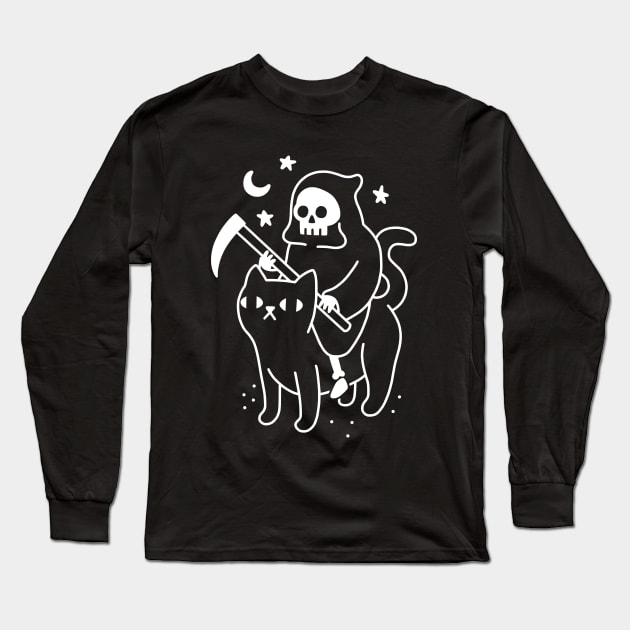 Death Rides a Black Cat Long Sleeve T-Shirt by obinsun